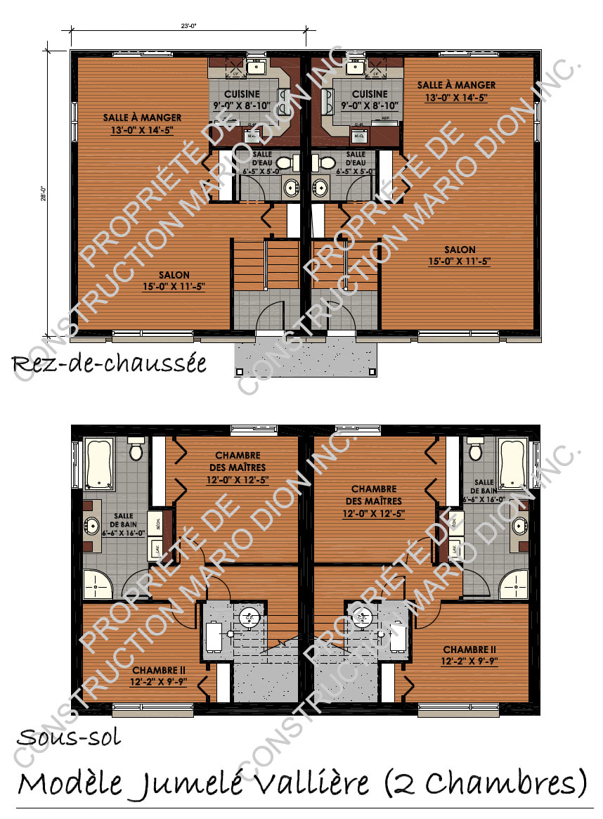 Plan de maison, modèle « jumelé Vallière »